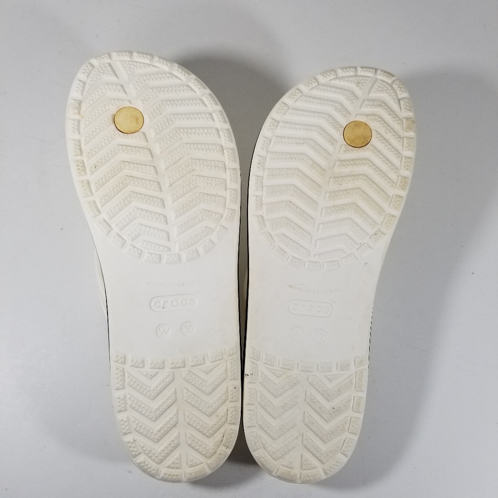 Crocs Sandals Women's 10 Thong Crocband Iconic Comfort Flip Flops White Shoes - Picture 5 of 6